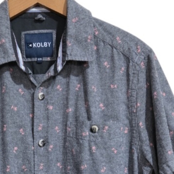 Kolby Men's Size Medium Palm Tree Button Up Shirt - Picture 2 of 5